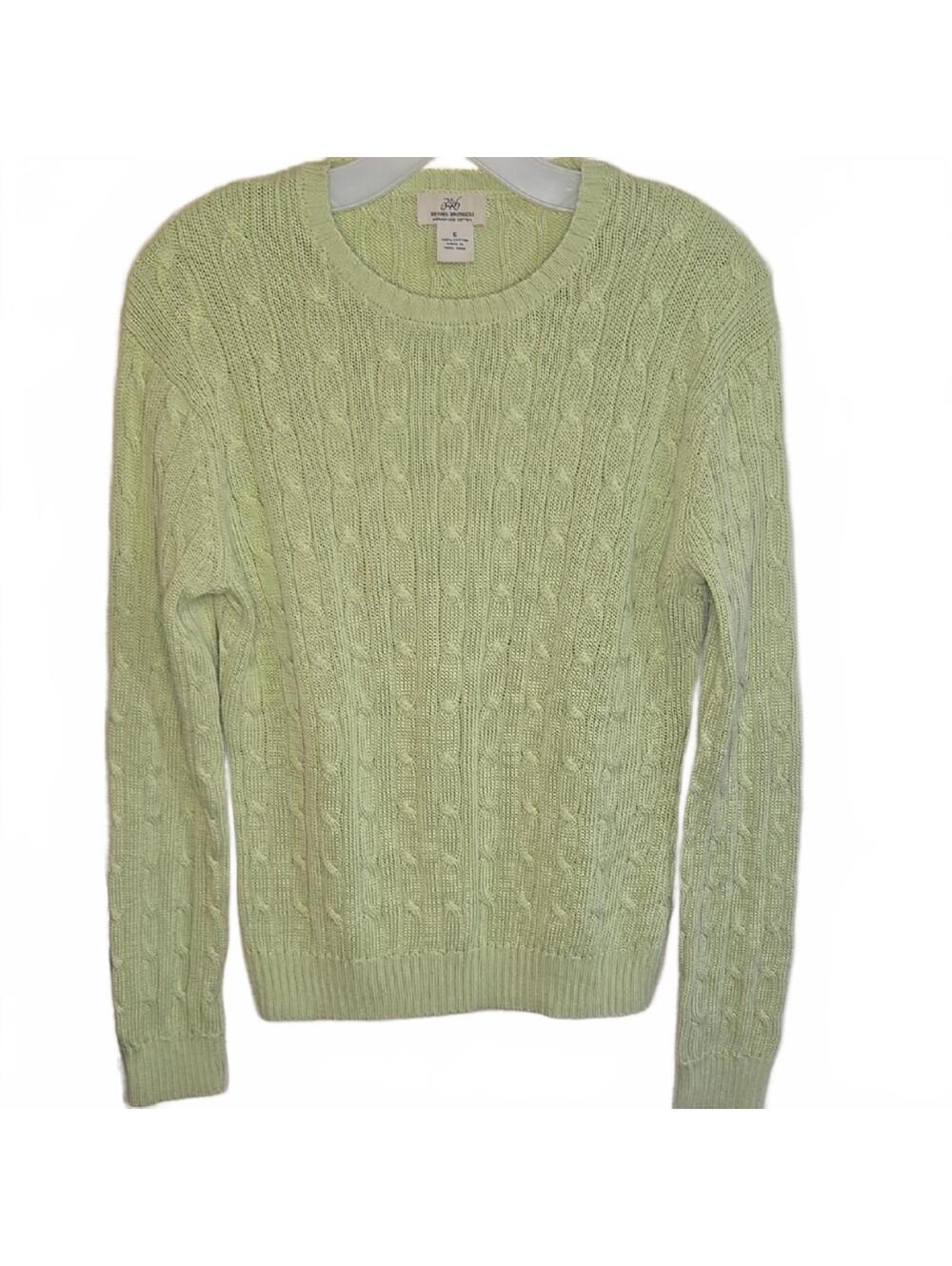 Brooks Brothers 346 Light Green Mercerized Cotton Cable Knit Sweater Small